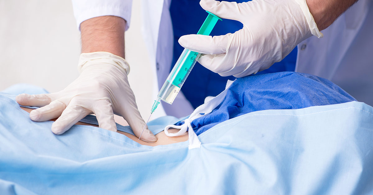 The female patient getting an injection in the clinic